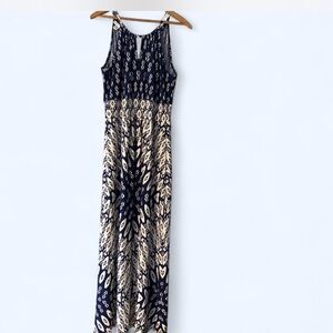 London Times Maxi/Sun Dress Sleeveless Navy Blue/White Women’s Sz 8
